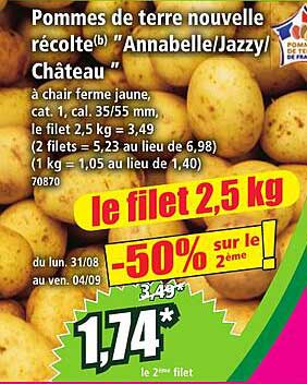 Pommes de terre nouvelle récolte(b) "Annabelle/Jazzy/Château"