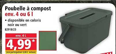 Poubelle à compost env. 4 ou 6 l
