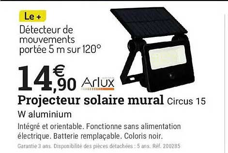 Projecteur solaire mural Circus 15