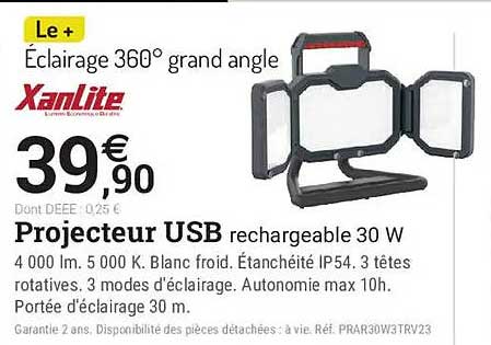 Projecteur USB rechargeable 30 W