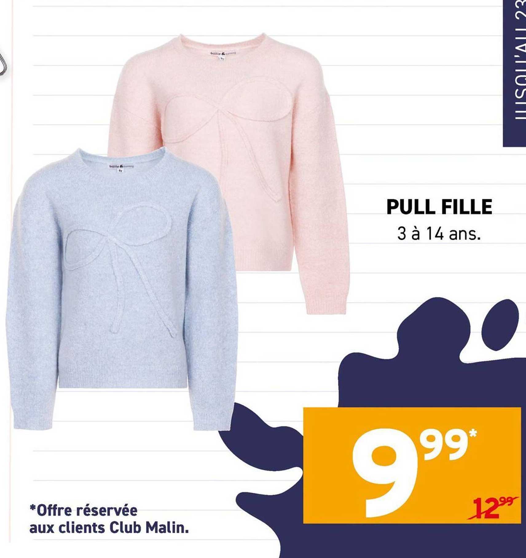 PULL FILLE 3 à 14 ans.