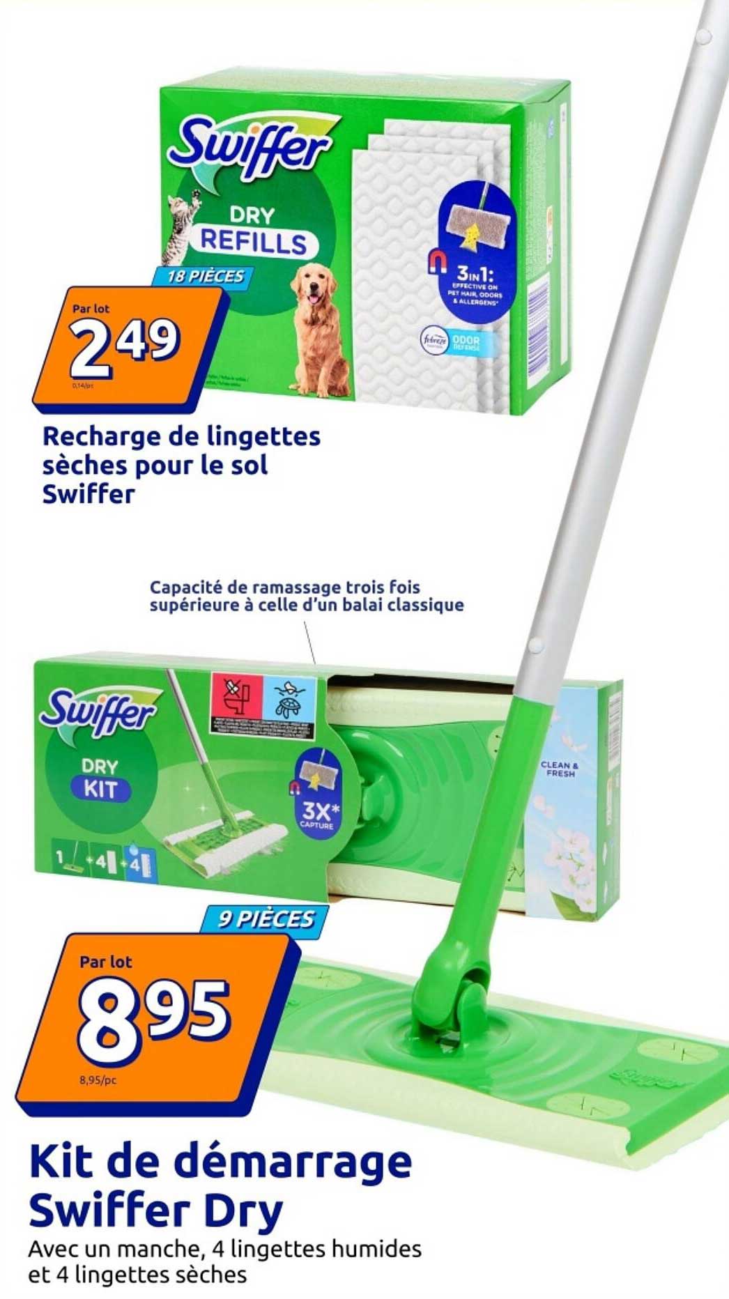 Recharge de lingettes sèches pour le sol Swiffer
