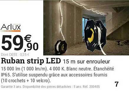 Ruban strip LED 15 m sur enrouleur