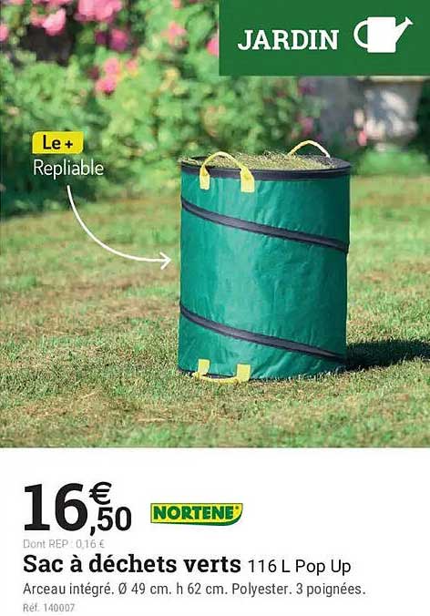 Sac à déchets verts 116 L Pop Up