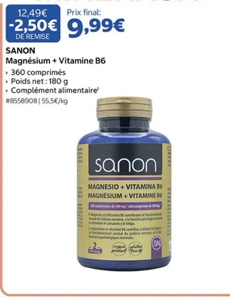 SANON Magnésium + Vitamine B6