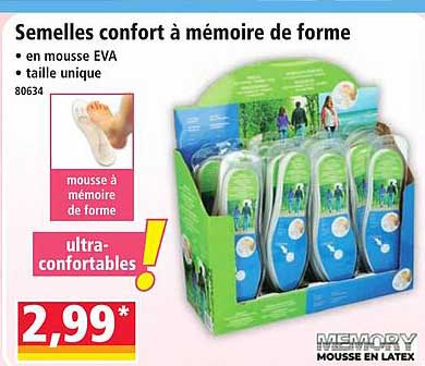 Semelles confort à mémoire de forme