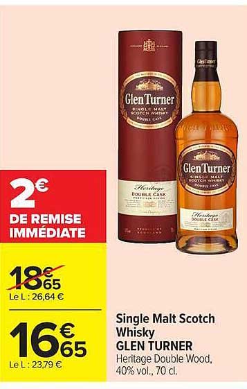 Single Malt Scotch Whisky GLEN TURNER Heritage Double Wood, 40% vol., 70 cl.