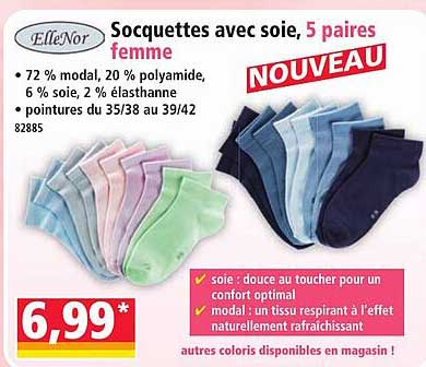 Socquettes avec soie, 5 paires femme