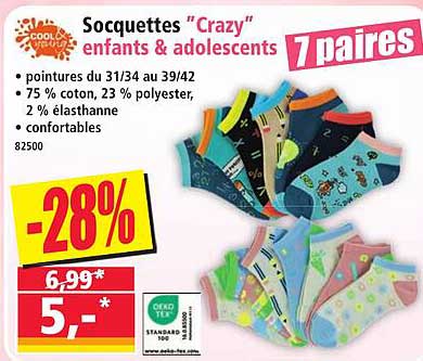 Socquettes "Crazy" enfants & adolescents