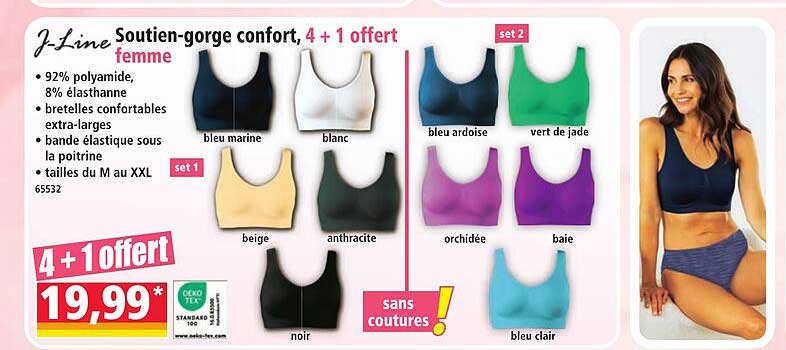 Soutien-gorge confort, 4 + 1 offert femme