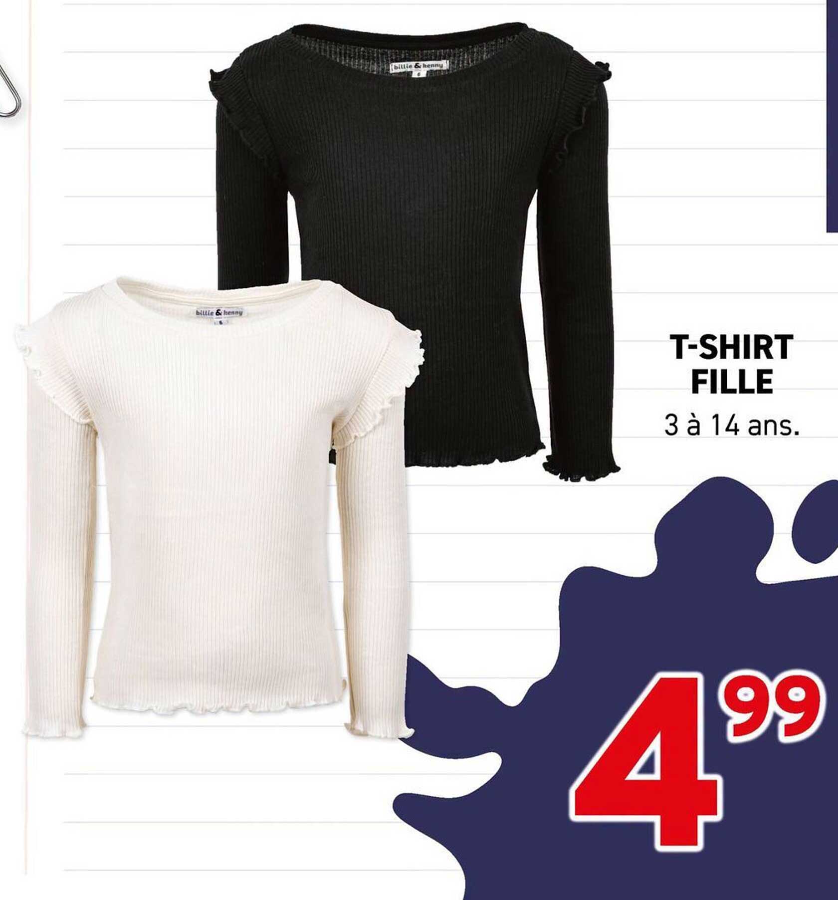 T-SHIRT FILLE 3 à 14 ans.