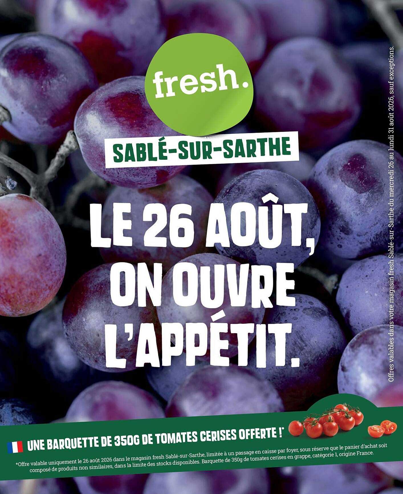 UNE BARQUETTE DE 350G DE TOMATES CERISES OFFERTE !