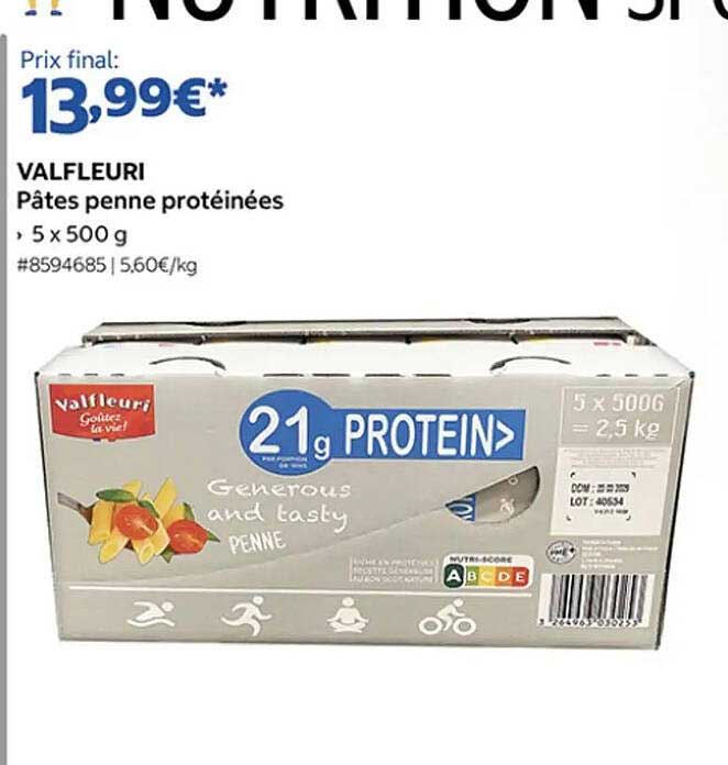 VALEFURI Pâtes penne protéinées