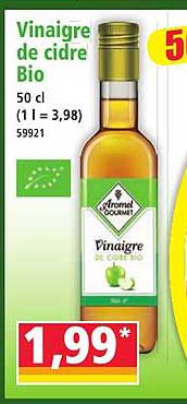 Vinaigre de cidre Bio 50 cl (1 l = 3,98)