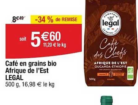Café en grains bio Afrique de l’Est LEGAL