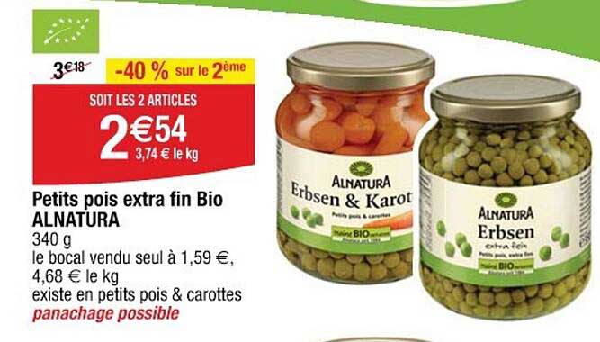Petits pois extra fin Bio ALNATURA