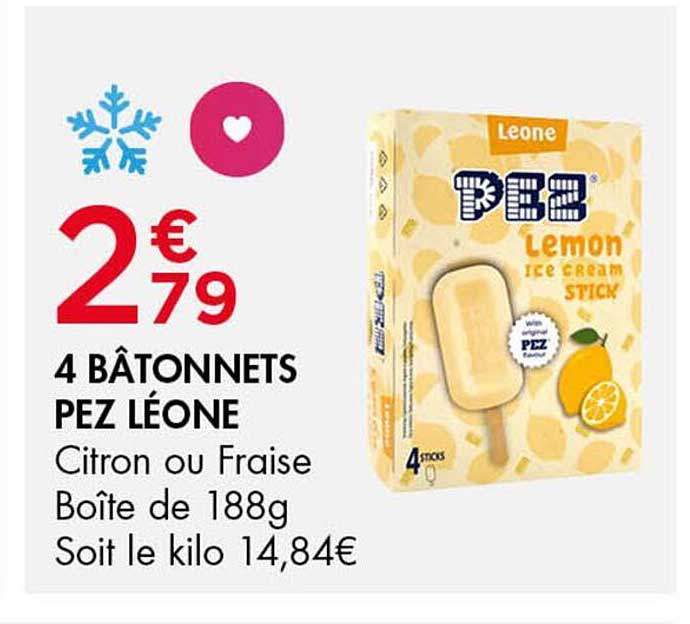 4 BÂTONNETS PEZ LÉONE