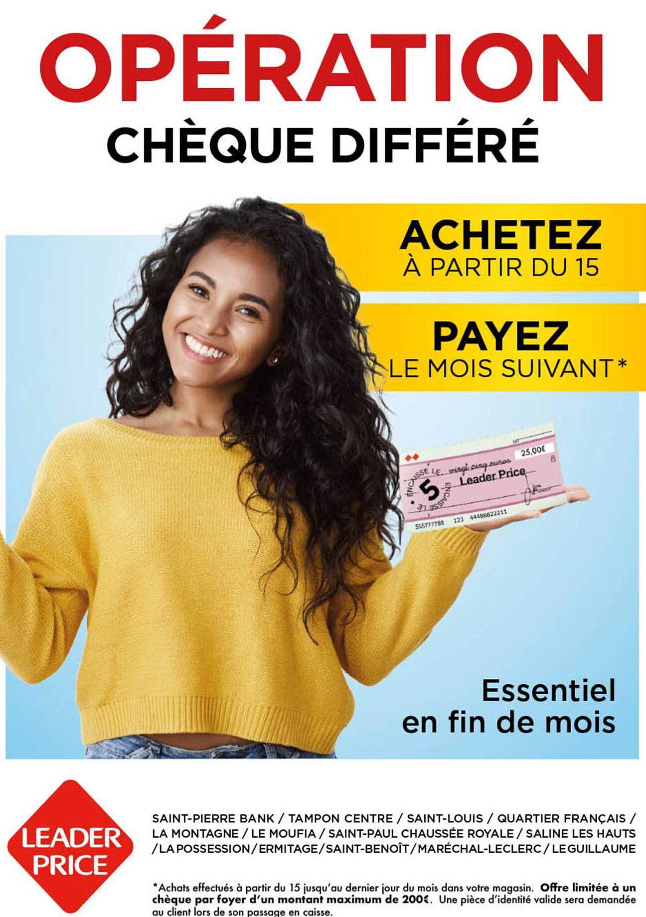 OPÉRATION CHÈQUE DIFFÉRÉ