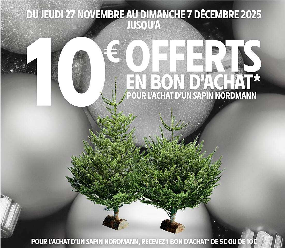10 € OFFERTS EN BON D’ACHAT* POUR L’ACHAT D’UN SAPIN NORDMANN
