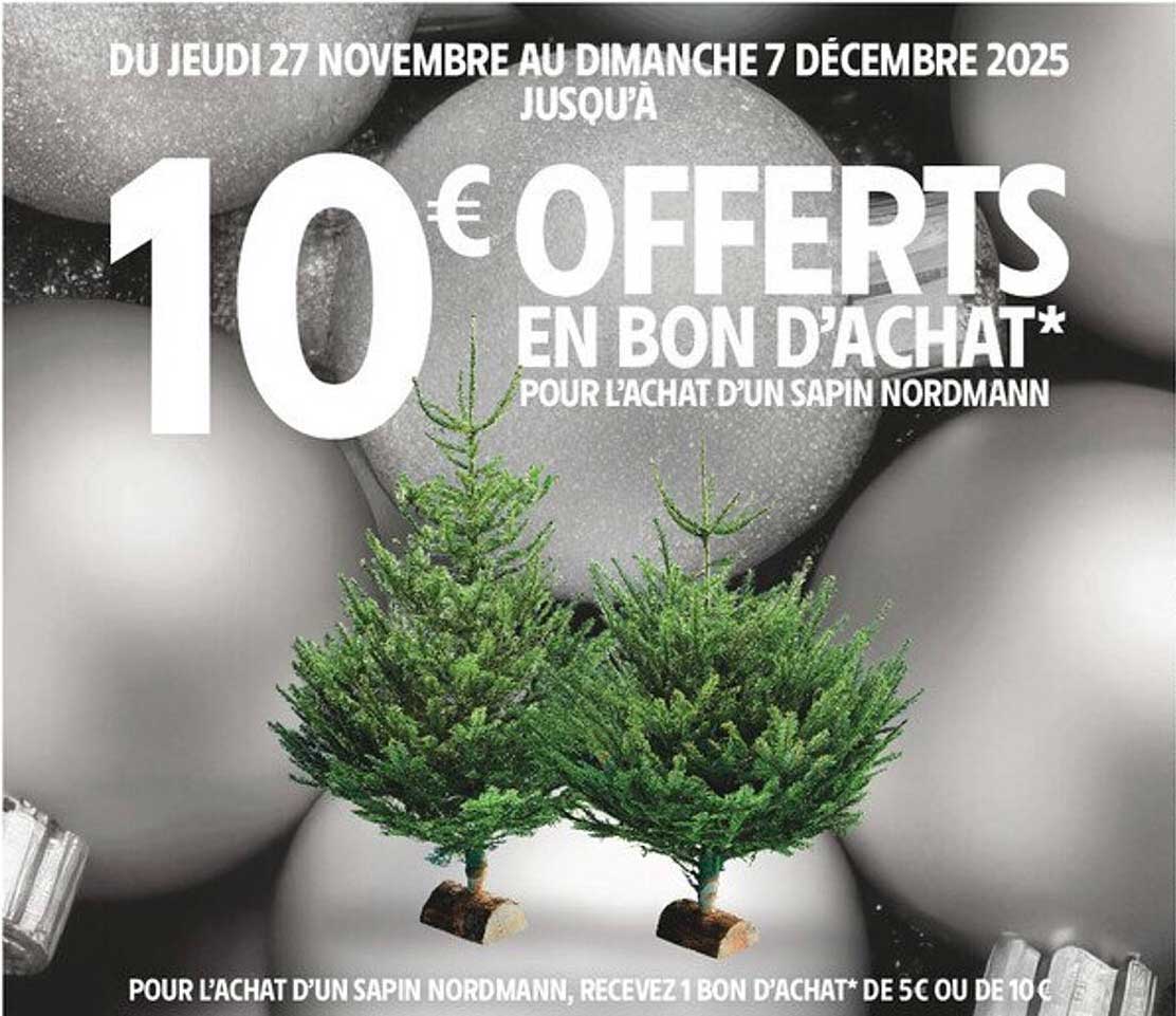 10 € OFFERTS EN BON D’ACHAT* POUR L'ACHAT D'UN SAPIN NORDMANN