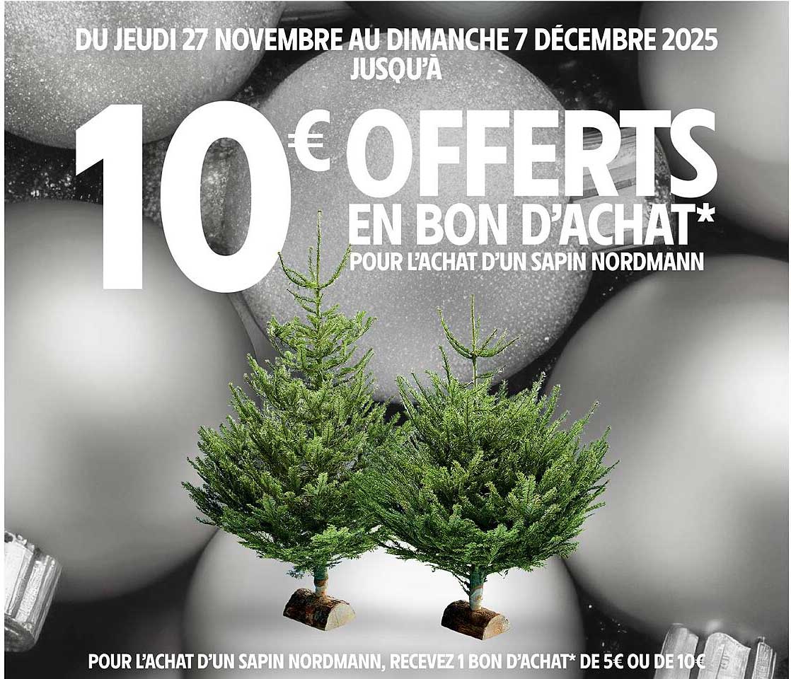 10 € OFFERTS EN BON D’ACHAT* POUR L’ACHAT D’UN SAPIN NORDMANN