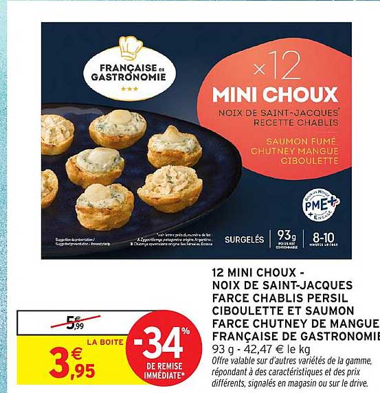 12 MINI CHOUX - NOIX DE SAINT-JACQUES RECETTE CHABLIS