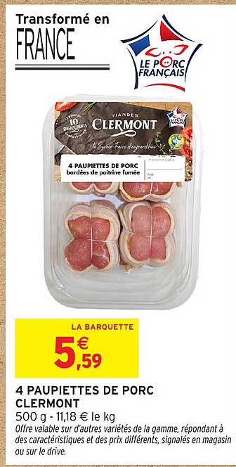 4 PAUPIETTES DE PORC CLERMONT