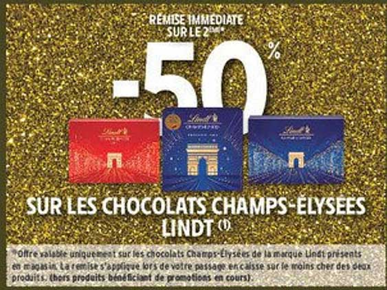 -50% SUR LES CHOCOLATS CHAMPS-ELYSÉES LINDT