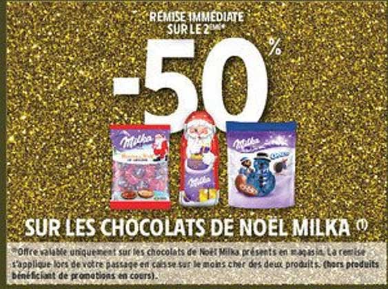 -50% SUR LES CHOCOLATS DE NOËL MILKA