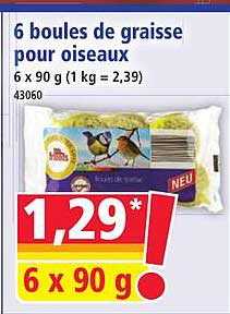 6 boules de graisse pour oiseaux