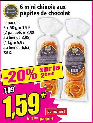 6 mini chinois aux pépites de chocolat