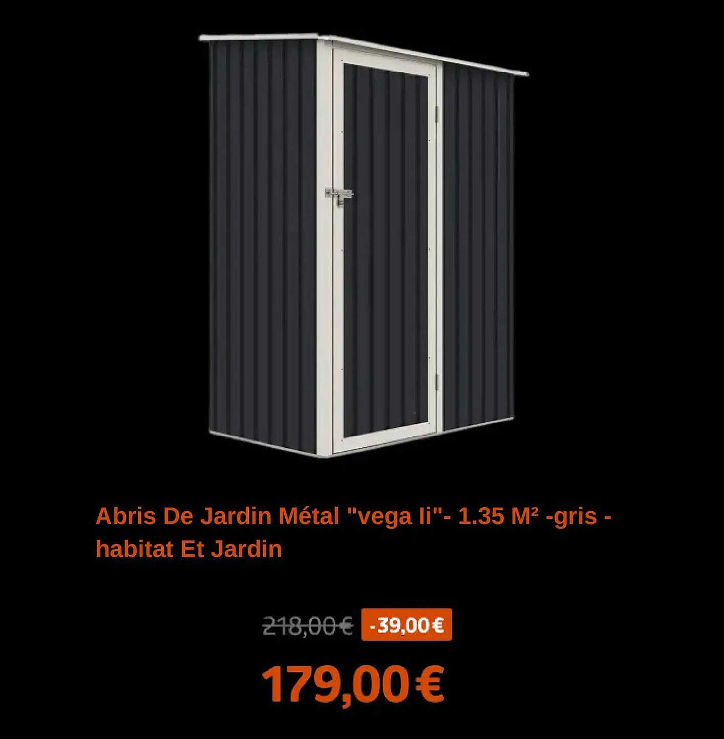 Abris De Jardin Métal "vega li"- 1.35 M² -gris - habitat Et Jardin