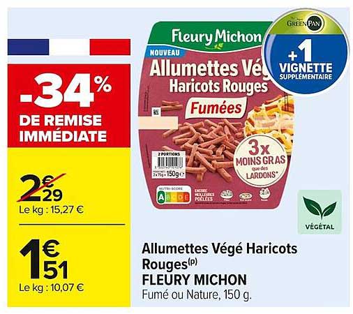 Allumettes Végé Haricots Rouges Fleury Michon