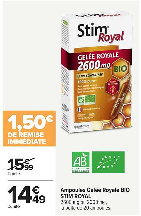 Ampoules Gelée Royale BIO STIM ROYAL 2600 mg