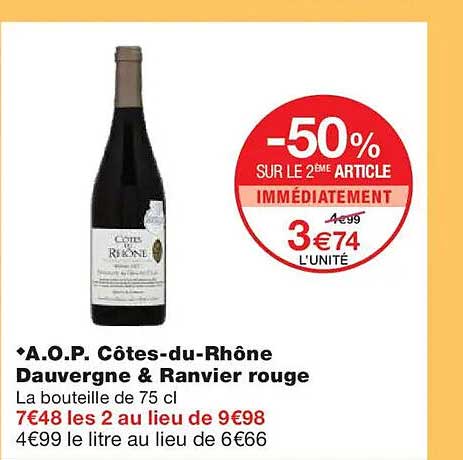 A.O.P. Côtes-du-Rhône Dauvergne & Ranvier rouge