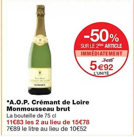 A.O.P. Crémant de Loire Monmousseau brut