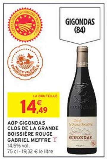 AOP GIGONDAS CLOS DE LA GRANDE BOISSIÈRE ROUGE GABRIEL MEFFRE