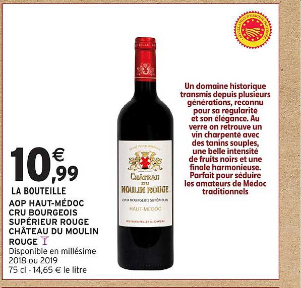 AOP HAUT-MÉDOC CRU BOURGEOIS SUPÉRIEUR ROUGE CHÂTEAU DU MOULIN ROUGE