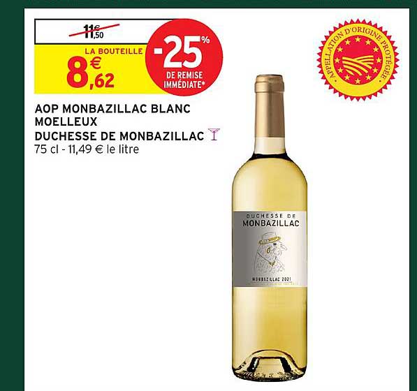 AOP MONBAZILLAC BLANC MOELLEUX DUCHESSE DE MONBAZILLAC
