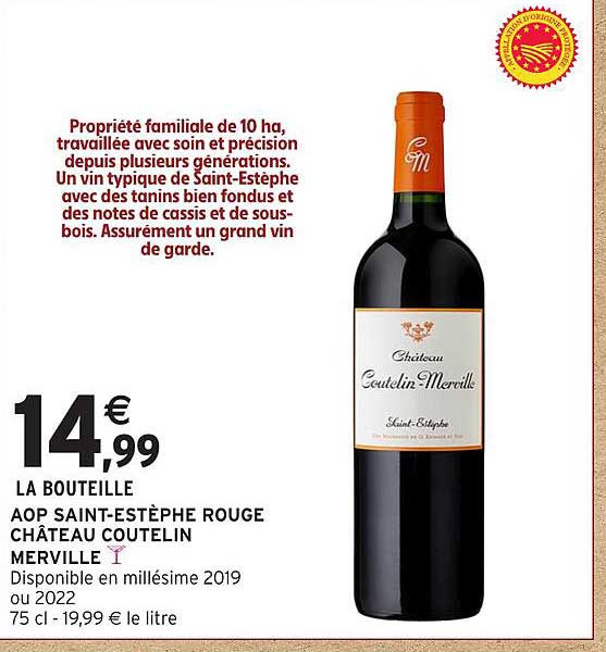 AOP SAINT-ESTÈPHE ROUGE CHÂTEAU COUTELIN MERVILLE