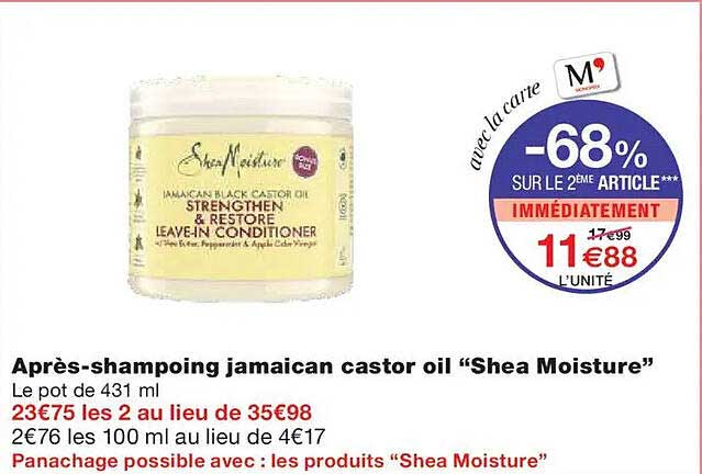 Après-shampoing jamaican castor oil “Shea Moisture”