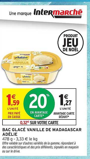 BAC GLACÉ VANILLE DE MADAGASCAR ADÉLIE