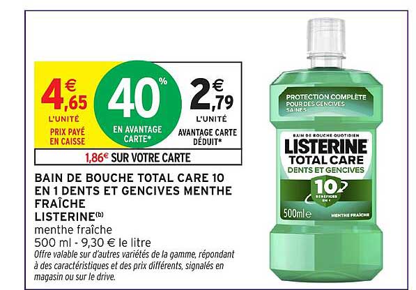 BAIN DE BOUCHE TOTAL CARE 10 EN 1 DENTS ET GENCIVES MENTHE FRAÎCHE