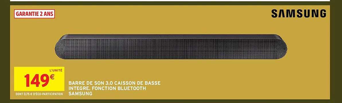 BARRE DE SON 3.0 CAISSON DE BASSE INTEGRE. FONCTION BLUETOOTH