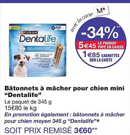 Bâtonnets à mâcher pour chien mini "Dentalife"