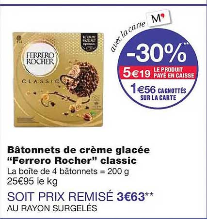 Bâtonnets de crème glacée “Ferrero Rocher” classic