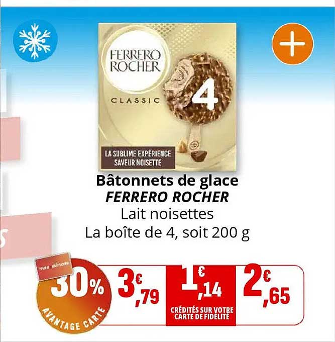 Bâtonnets de glace FERRERO ROCHER Lait noisettes