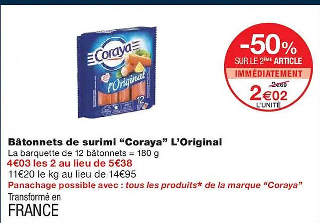 Bâtonnets de surimi “Coraya” L’Original