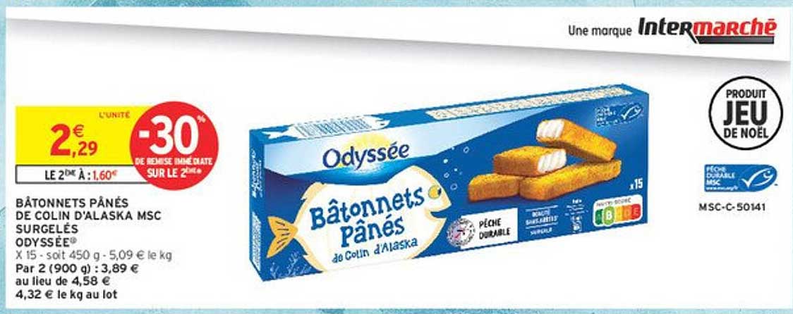 Bâtonnets Panés de Colin d'Alaska MSC Surgelés Odyssee®
