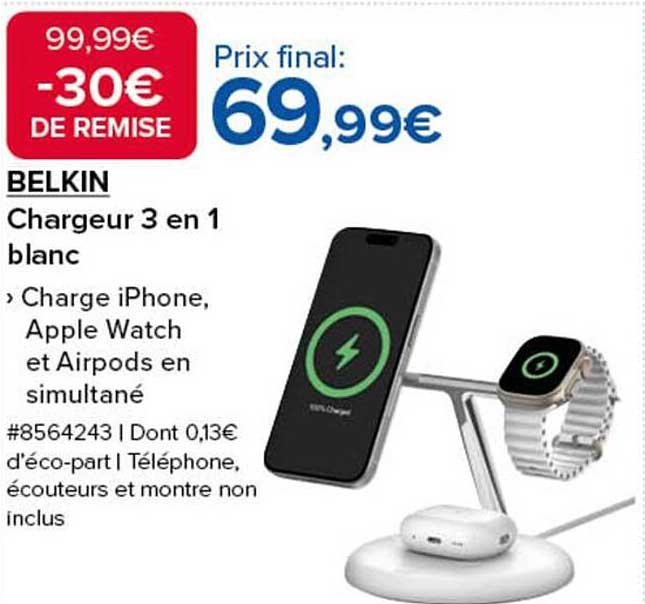 BELKIN Chargeur 3 en 1 blanc